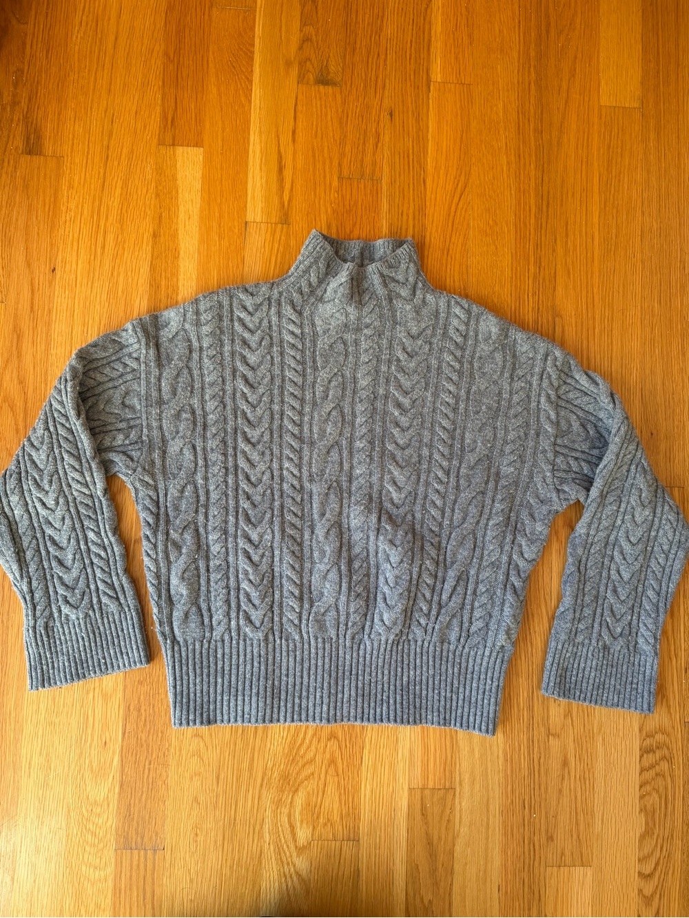 COS Gray Cable Knit Mock Neck Sweater - Size Small
